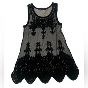 Pretty Angel Sheer Embroidered Mesh Overlay Dress Coverup | OS | Black